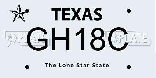 GH18C Texas License Plate