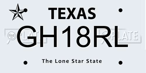 GH18RL Texas License Plate