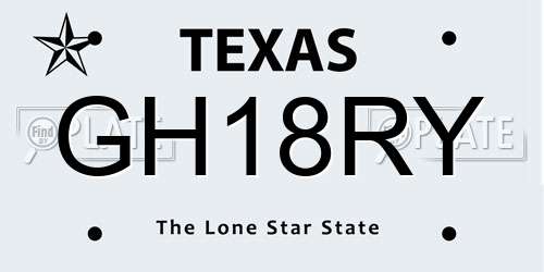GH18RY Texas License Plate