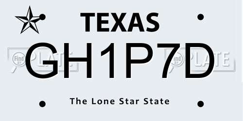GH1P7D Texas License Plate