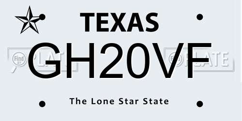GH20VF Texas License Plate