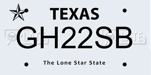GH22SB Texas License Plate
