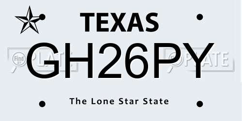 GH26PY Texas License Plate
