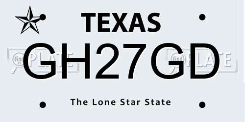 GH27GD Texas License Plate