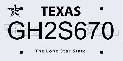 GH2S670 Texas License Plate