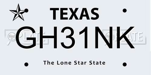 GH31NK Texas License Plate