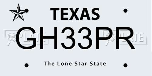 GH33PR Texas License Plate