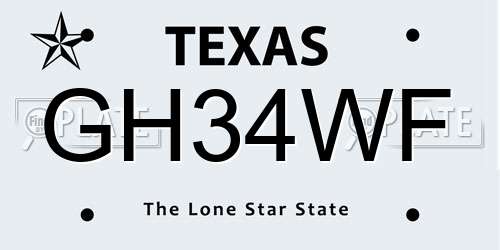 GH34WF Texas License Plate