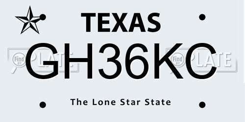 GH36KC Texas License Plate