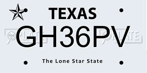 GH36PV Texas License Plate