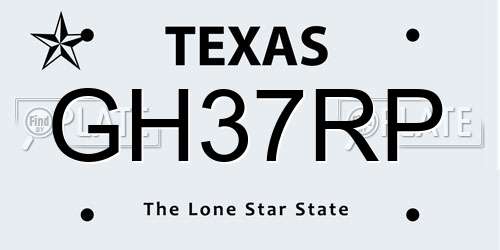 GH37RP Texas License Plate