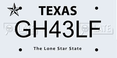 GH43LF Texas License Plate