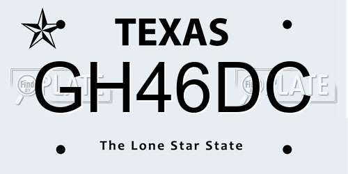 GH46DC Texas License Plate