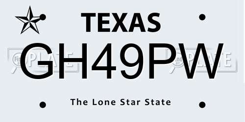 GH49PW Texas License Plate
