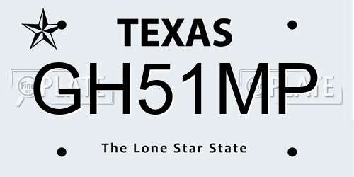 GH51MP Texas License Plate