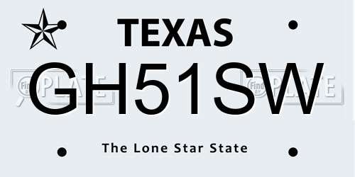 GH51SW Texas License Plate