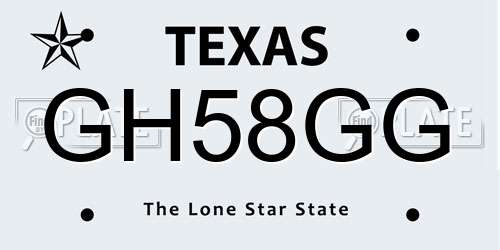 GH58GG Texas License Plate