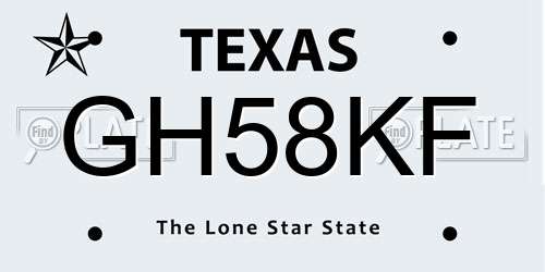 GH58KF Texas License Plate