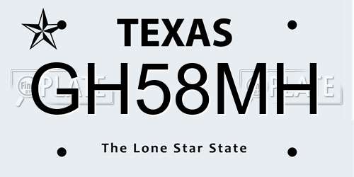 GH58MH Texas License Plate