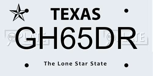 GH65DR Texas License Plate