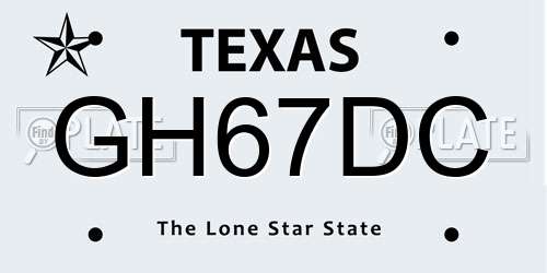 GH67DC Texas License Plate