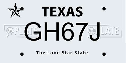 GH67J Texas License Plate