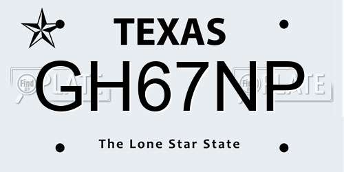 GH67NP Texas License Plate