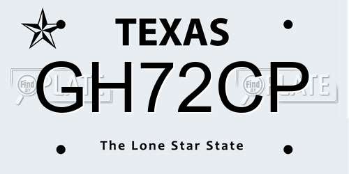 GH72CP Texas License Plate