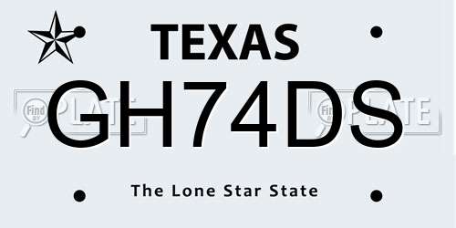 GH74DS Texas License Plate