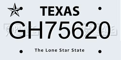 GH75620 Texas License Plate