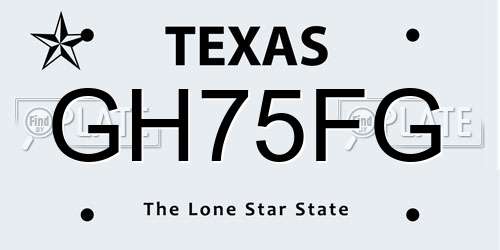 GH75FG Texas License Plate