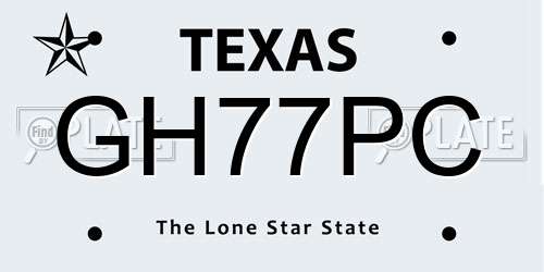 GH77PC Texas License Plate