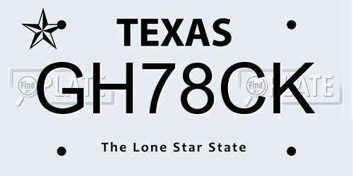 GH78CK Texas License Plate