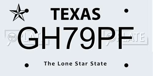GH79PF Texas License Plate