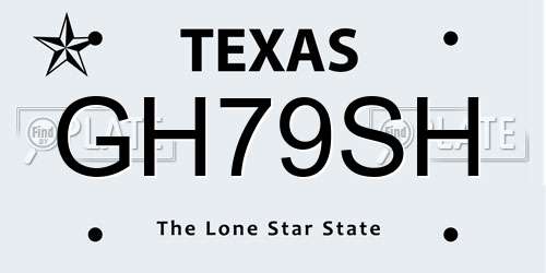 GH79SH Texas License Plate