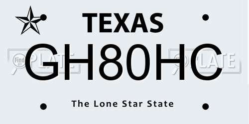 GH80HC Texas License Plate