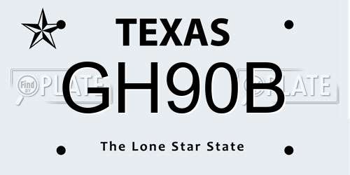 GH90B Texas License Plate