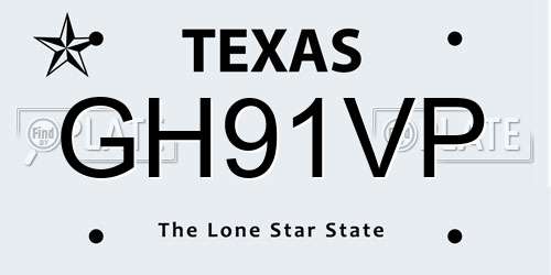 GH91VP Texas License Plate
