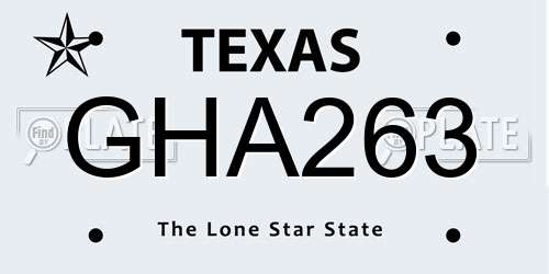 GHA263 Texas License Plate