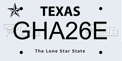GHA26E Texas License Plate