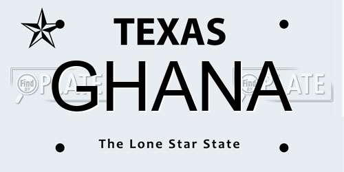 GHANA Texas License Plate
