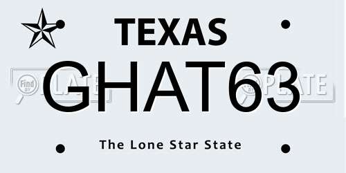 GHAT63 Texas License Plate