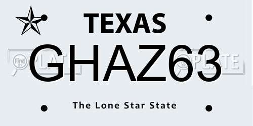 GHAZ63 Texas License Plate