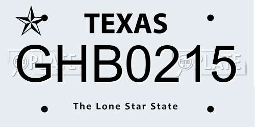 GHB0215 Texas License Plate