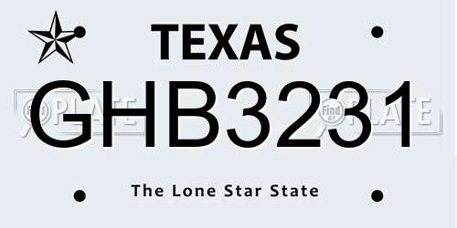 GHB3231 Texas License Plate