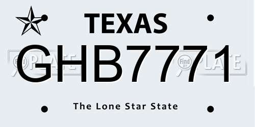 GHB7771 Texas License Plate