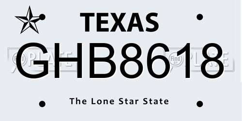 GHB8618 Texas License Plate