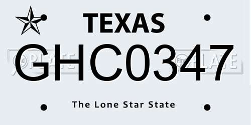 GHC0347 Texas License Plate