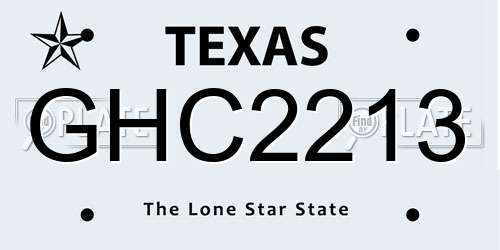 GHC2213 Texas License Plate