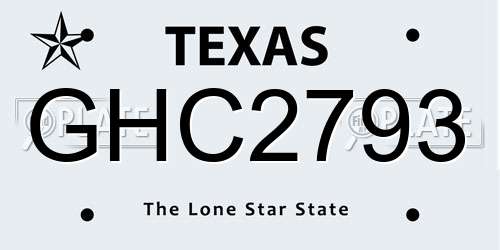GHC2793 Texas License Plate